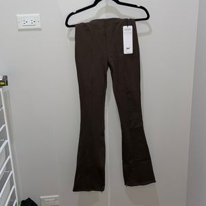 Alo Yoga Zip It Flare Legging Brown Espresso High Waist Athleisure Size Small